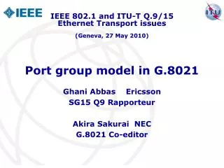 Port group model in G.8021