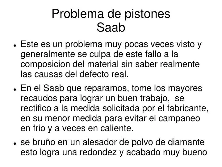 problema de pistones saab