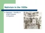Nativism in the 1920s - slide 1