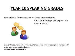 YEAR 10 SPEAKING GRADES