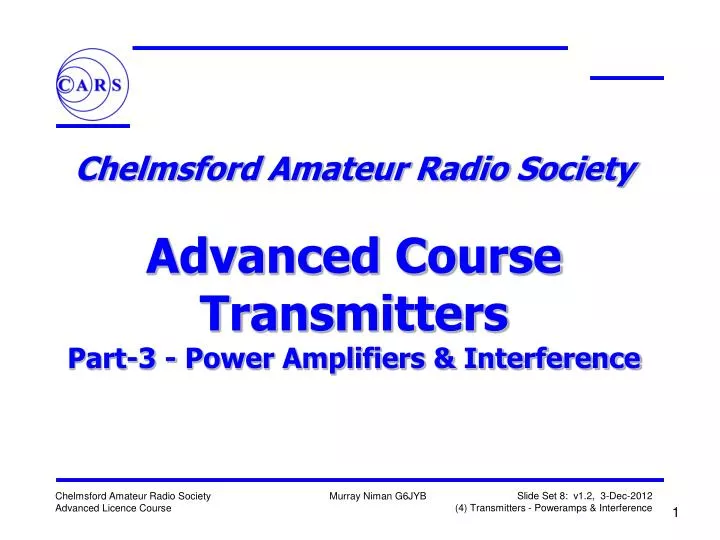 chelmsford amateur radio society advanced course transmitters part 3 power amplifiers interference