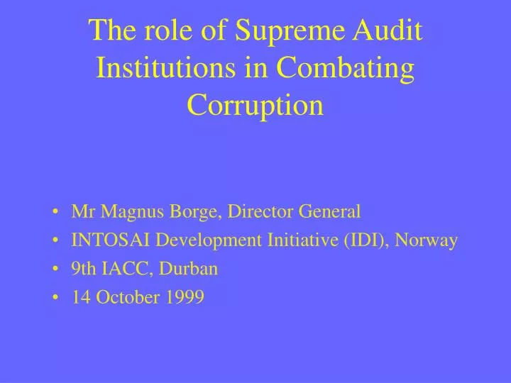 the role of supreme audit institutions in combating corruption