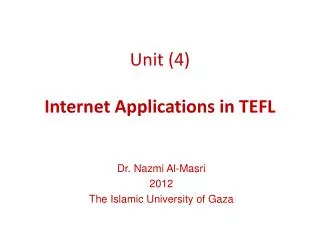 Unit (4) Internet Applications in TEFL