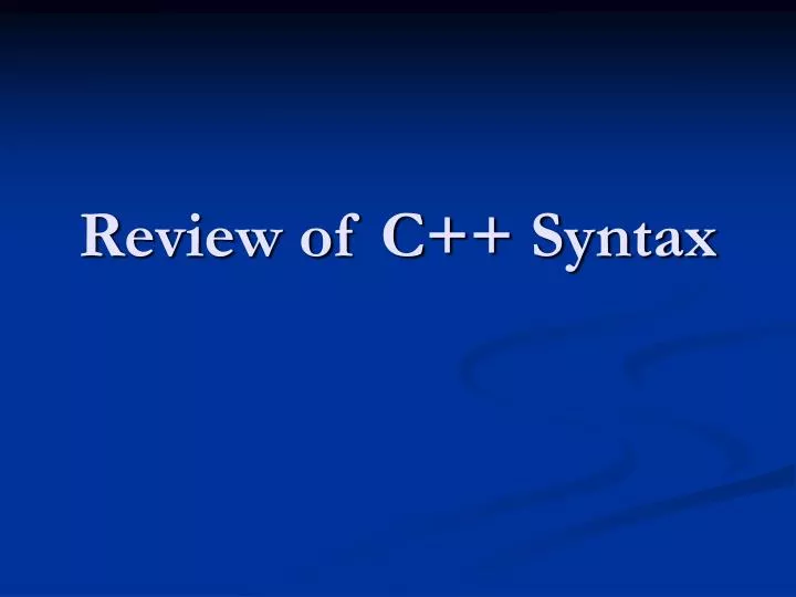 review of c syntax