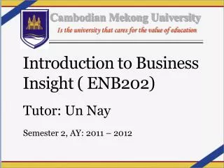 Introduction to Business Insight ( ENB202)