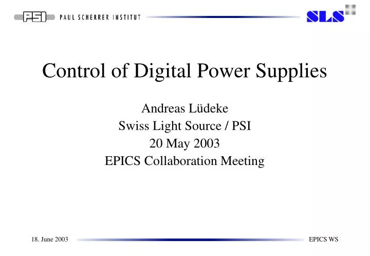 control of digital power supplies