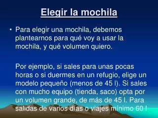 elegir la mochila