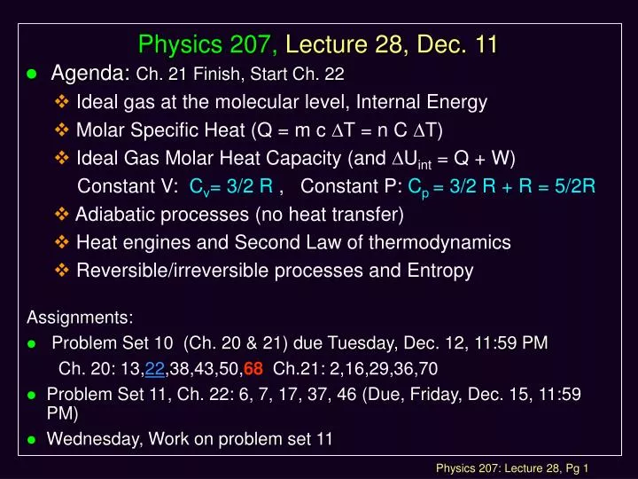 physics 207 lecture 28 dec 11