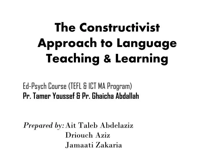 the constructivist approach to language teaching learning