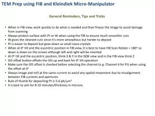 TEM Prep using FIB and Kleindiek Micro-Manipulator