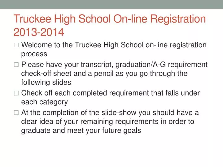 truckee high school on line registration 2013 2014