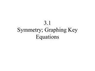 3.1 Symmetry; Graphing Key Equations