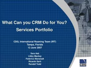 What Can you CRM Do for You? Services Portfolio
