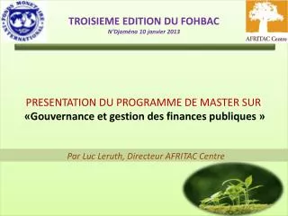 presentation du programme de master sur gouvernance et gestion des finances publiques