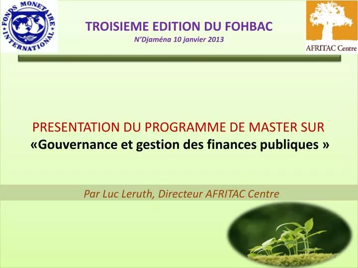 presentation du programme de master sur gouvernance et gestion des finances publiques