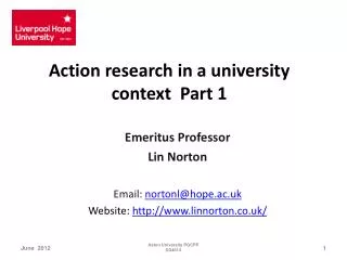 Action research in a university context Part 1