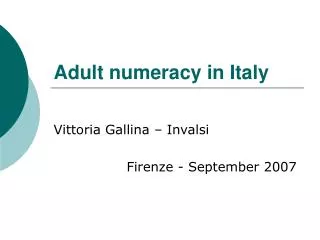 Adult numeracy in Italy