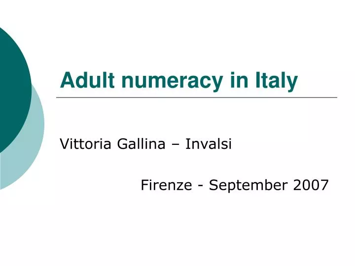 adult numeracy in italy