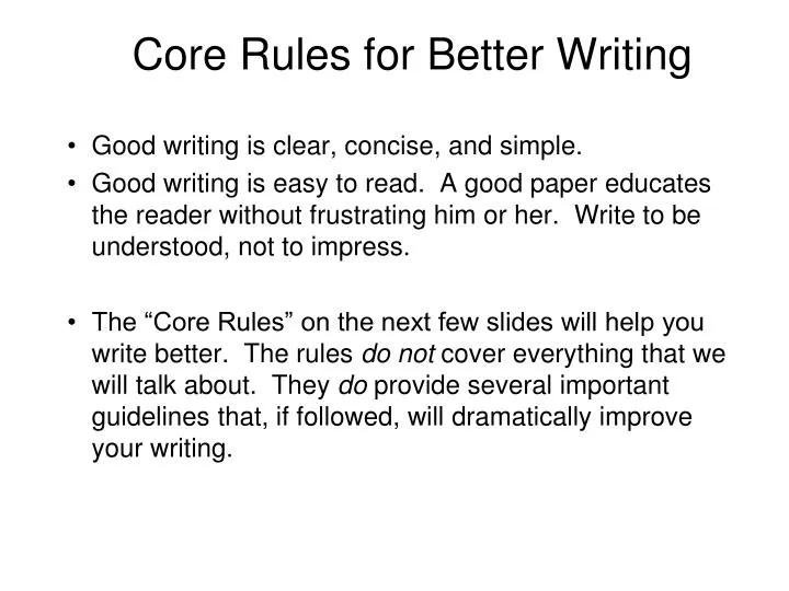 core rules for better writing