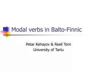 Modal verbs in Balto-Finnic