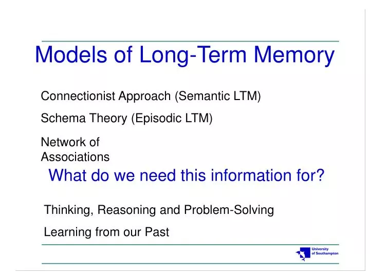 models of long term memory