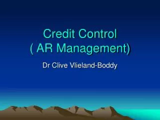 Credit Control ( AR Management)