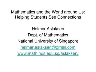 Mathematics and the World around Us: Helping Students See Connections