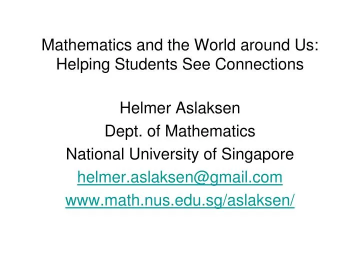 mathematics and the world around us helping students see connections