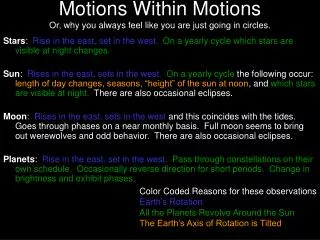 Motions Within Motions Or, why you always feel like you are just going in circles.