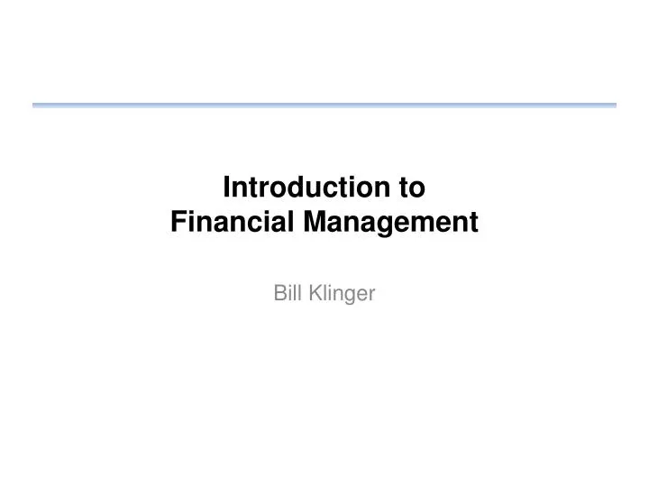 introduction to financial management