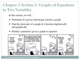Chapter 2 Section 2: Graphs of Equations in Two Variables