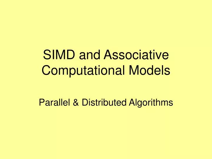 simd and associative computational models