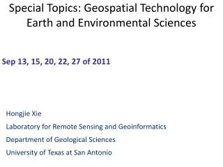 special topics geospatial technology for earth and environmental sciences