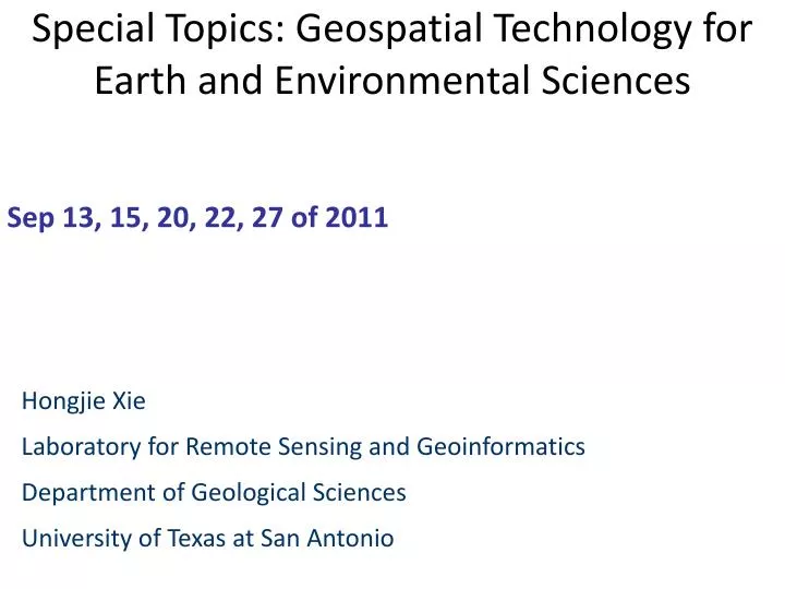special topics geospatial technology for earth and environmental sciences