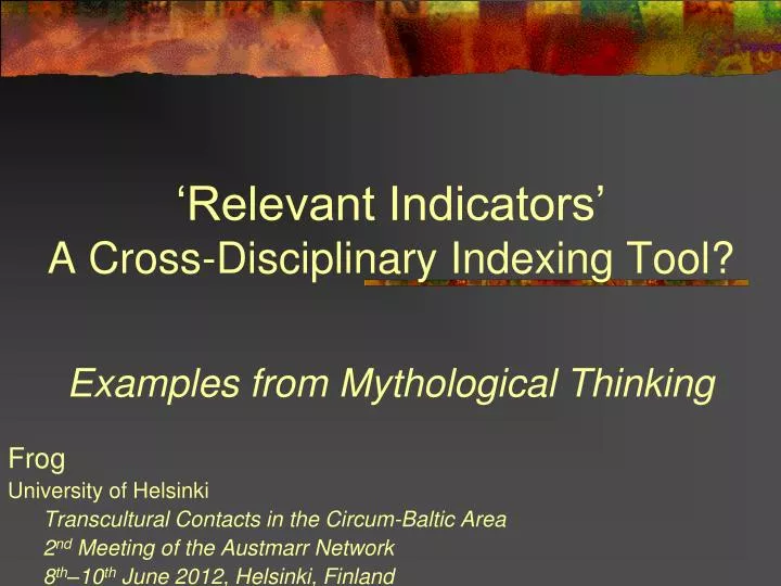 relevant indicators a cross disciplinary indexing tool