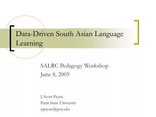 Data-Driven South Asian Language Learning