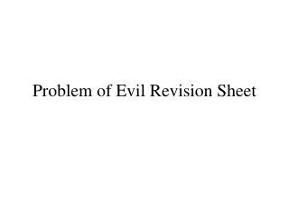 Problem of Evil Revision Sheet
