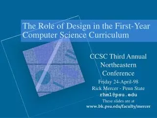 The Role of Design in the First-Year Computer Science Curriculum