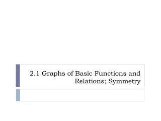 2.1 Graphs of Basic Functions and Relations; Symmetry