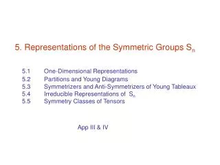 5. Representations of the Symmetric Groups S n