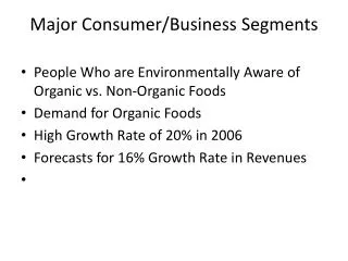 Major Consumer/Business Segments