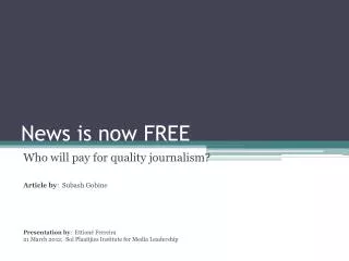 News is now FREE