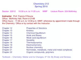 Chemistry 212 Spring 2010