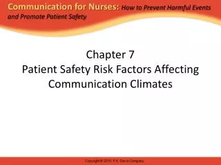 Chapter 7 Patient Safety Risk Factors Affecting Communication Climates