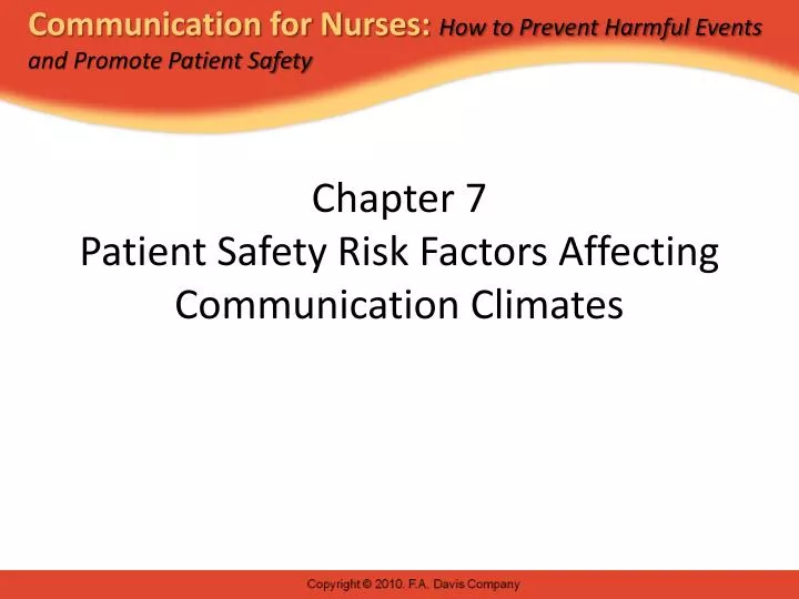 chapter 7 patient safety risk factors affecting communication climates