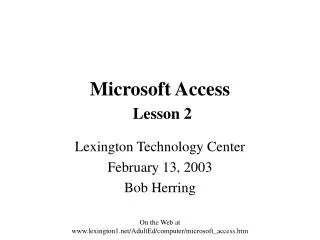 Microsoft Access Lesson 2