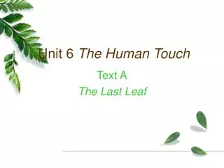 Unit 6 The Human Touch