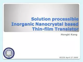 Solution processible Inorganic Nanocrystal based Thin-film Transistor