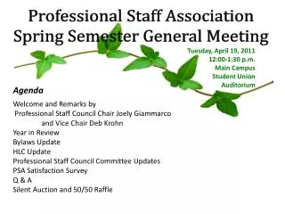 Professional Staff Association Spring Semester General Meeting