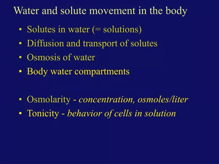 water and solute movement in the body